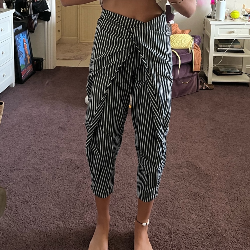 Striped Black Tie Pants